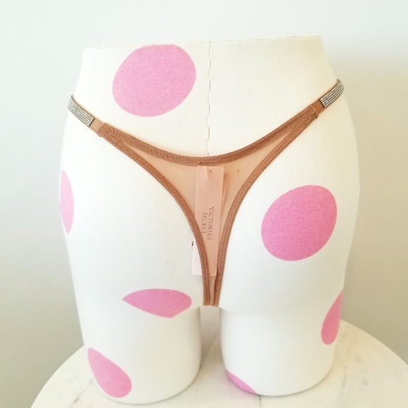 Victoria's Secret Very Sexy Rhinestone Crystal Shine Strap Thong Panty NWT Nude - Picture 4 of 12